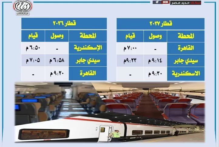 مواعيد قطار التالجو الفاخر على خط القاهرة / الإسكندرية