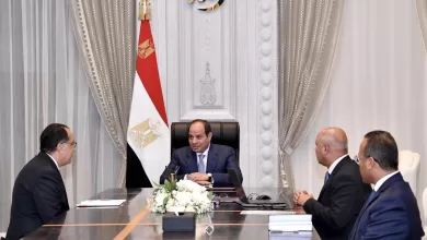 الرئيس عبد الفتاح السيسي خلال اجتماعه بكلٍ من رئيس الوزراء ووزير النقل