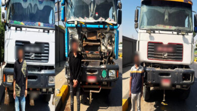 شاحنات النقل المضبوطة بمخالفة السرعة والقيادة المتهورة