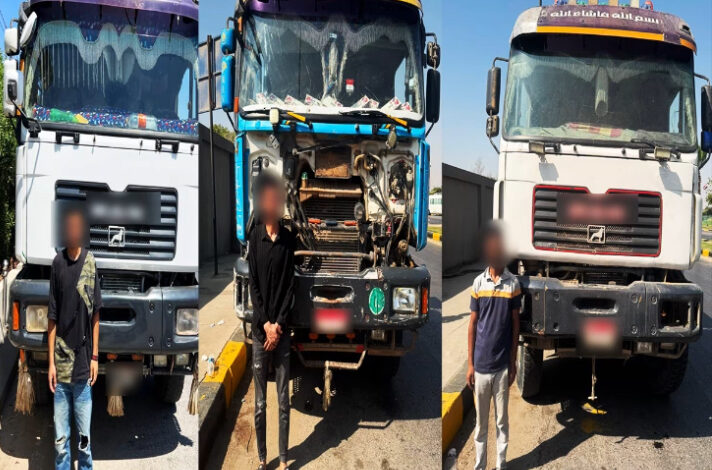 شاحنات النقل المضبوطة بمخالفة السرعة والقيادة المتهورة
