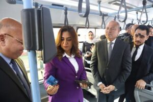 وزيرة التنمية المحلية خلال إطلاق مشروع كارت طوالي