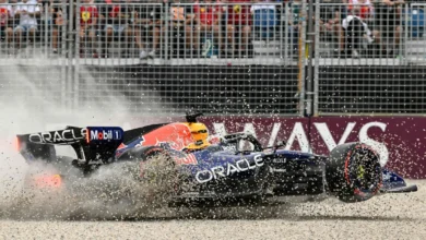 حادث لماكس فيرستابن سائق ريد بول خلال التجارب التأهيلية لجائزة أستراليا الكبرى للفورمولا 1 على حلبة ألبرت بارك في ملبورن.