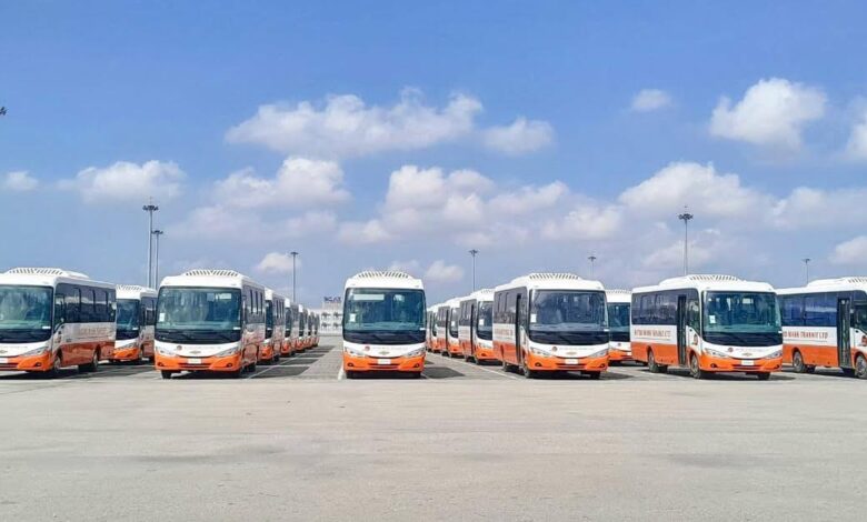 حافلات المنصور للسيارات على رصيف ميناء شرق بورسعيد