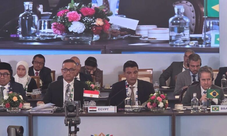 وزير الصناعة، المهندس خالد هاشم، خلال اجتماع وزراء صناعة دول تجمع البريكس